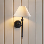 Lille Wall Light In Matt Black Finish With Natural Linen Shade 117826