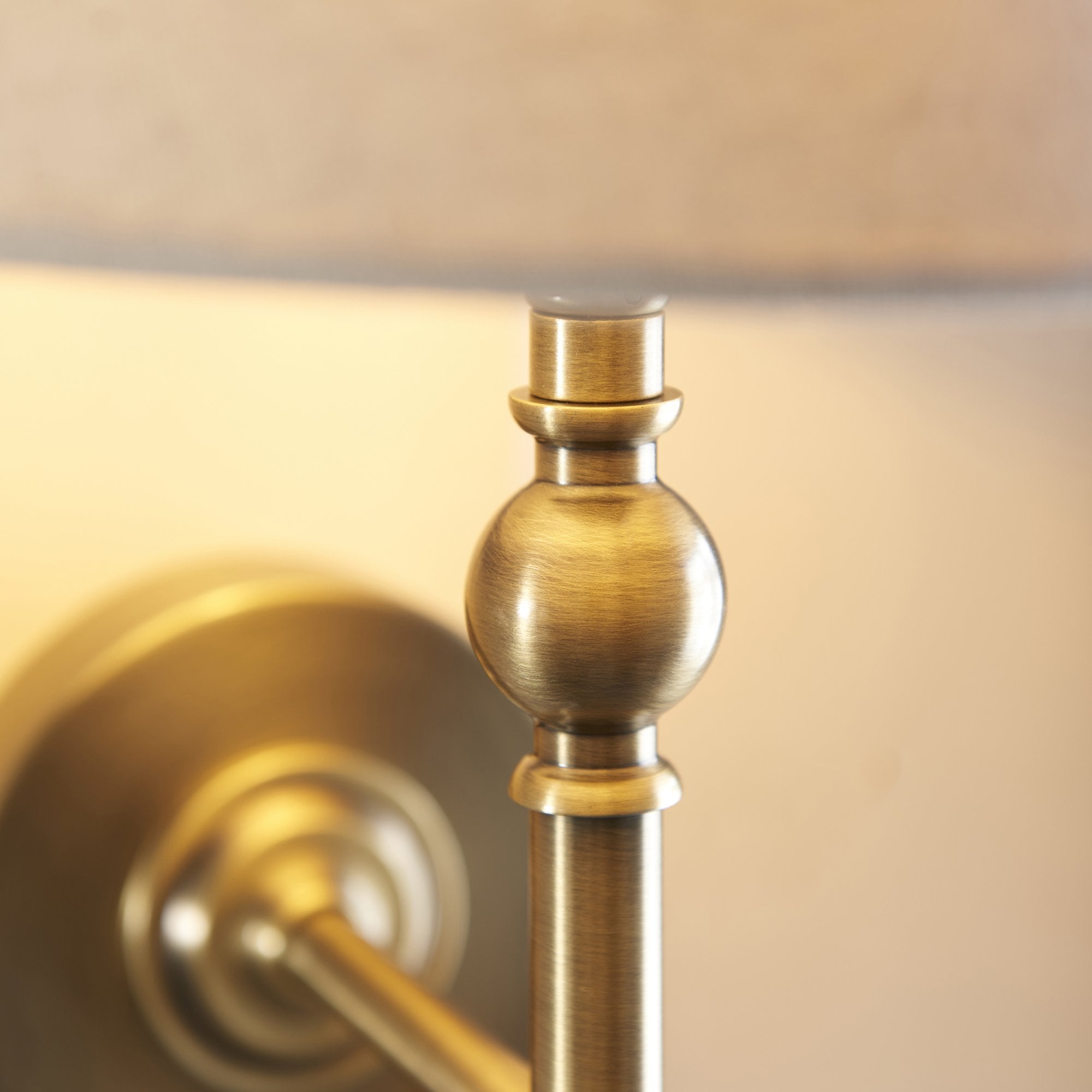 Lille Wall Light In Antique Brass Finish With Natural Linen Shade 117827