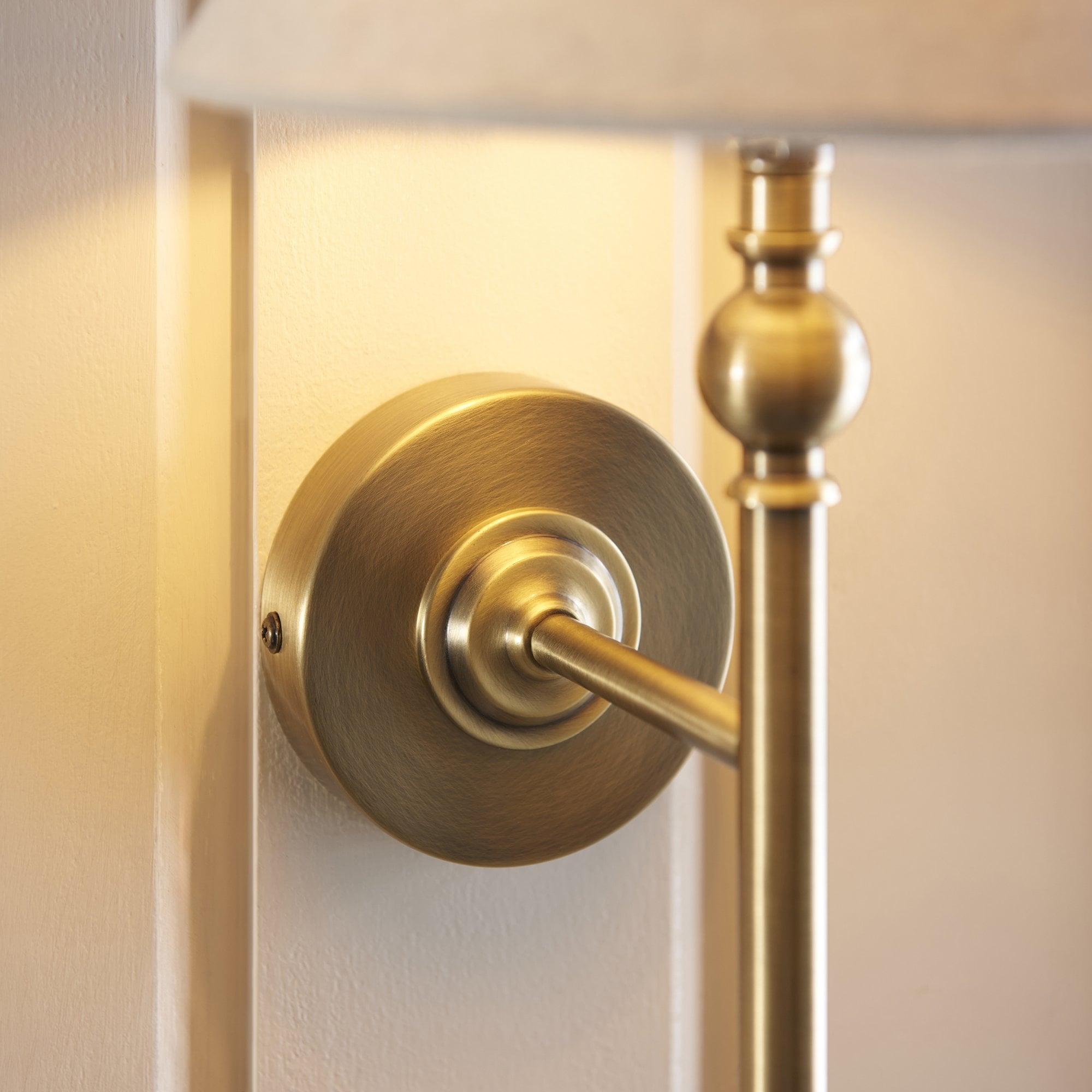 Lille Wall Light In Antique Brass Finish With Natural Linen Shade 117827