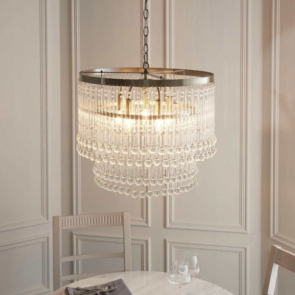 Genevieve 5 Light Ceiling Pendant Light In Antique Brass With Clear Glass 104504