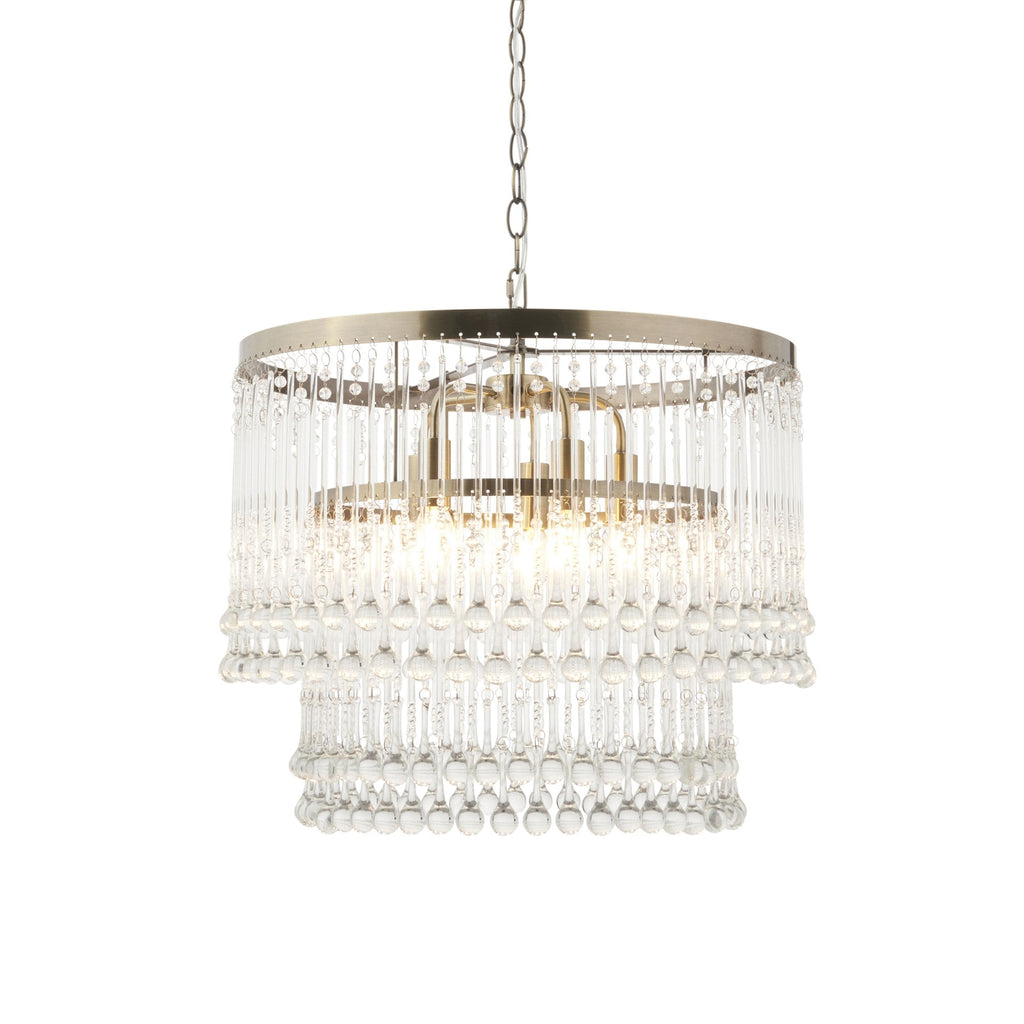 Genevieve 5 Light Ceiling Pendant Light In Antique Brass With Clear Glass 104504