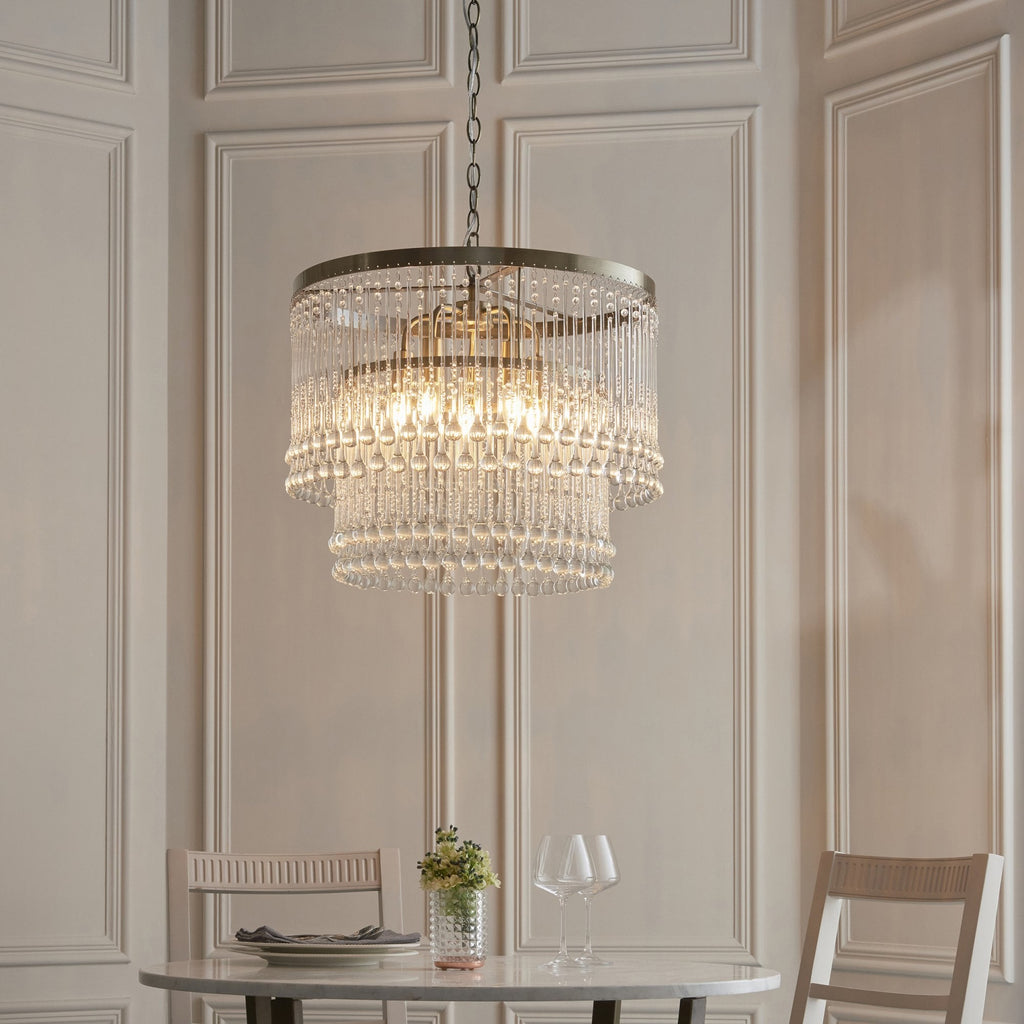 Genevieve 5 Light Ceiling Pendant Light In Antique Brass With Clear Glass 104504