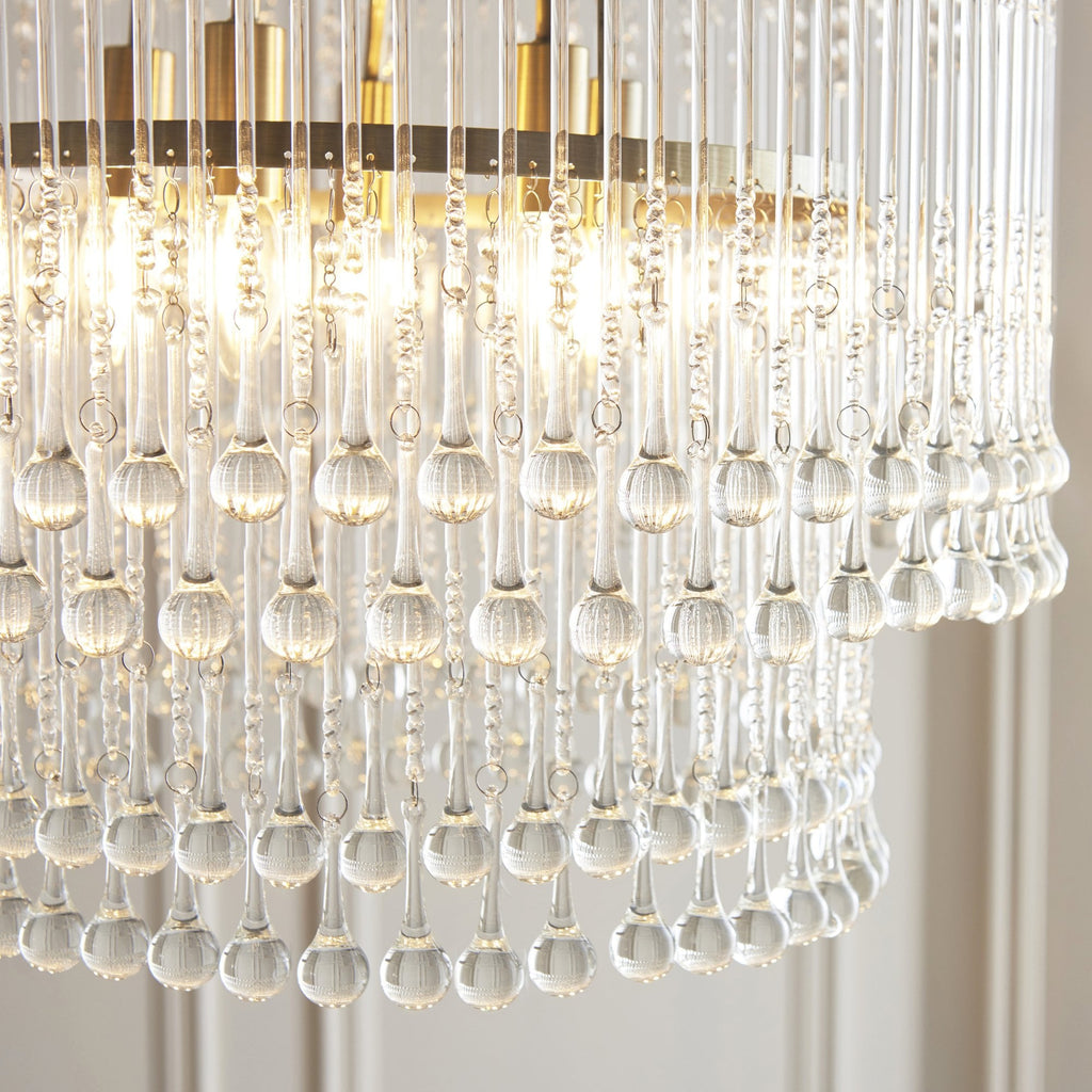 Genevieve 5 Light Ceiling Pendant Light In Antique Brass With Clear Glass 104504