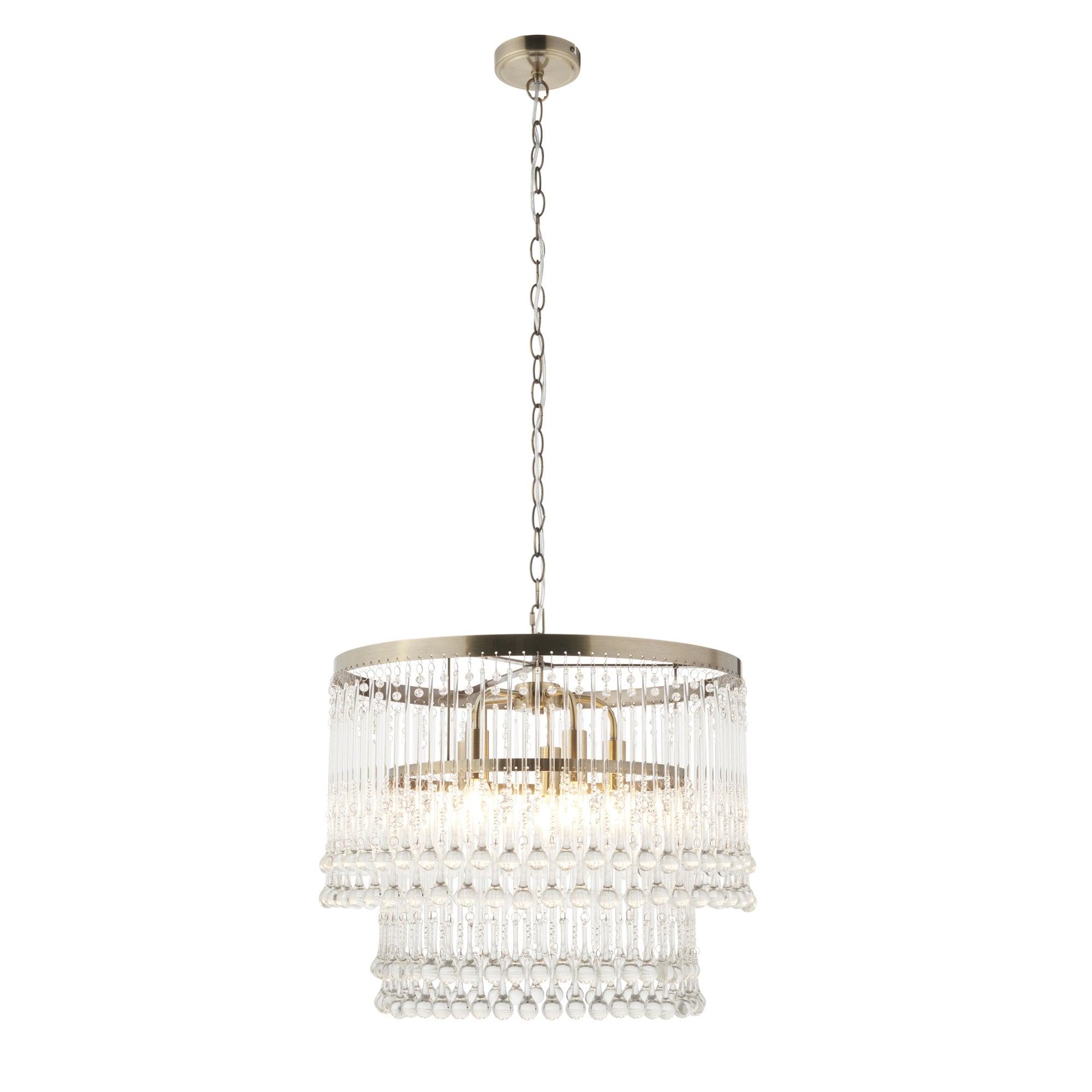 Genevieve 5 Light Ceiling Pendant Light In Antique Brass With Clear Glass 104504