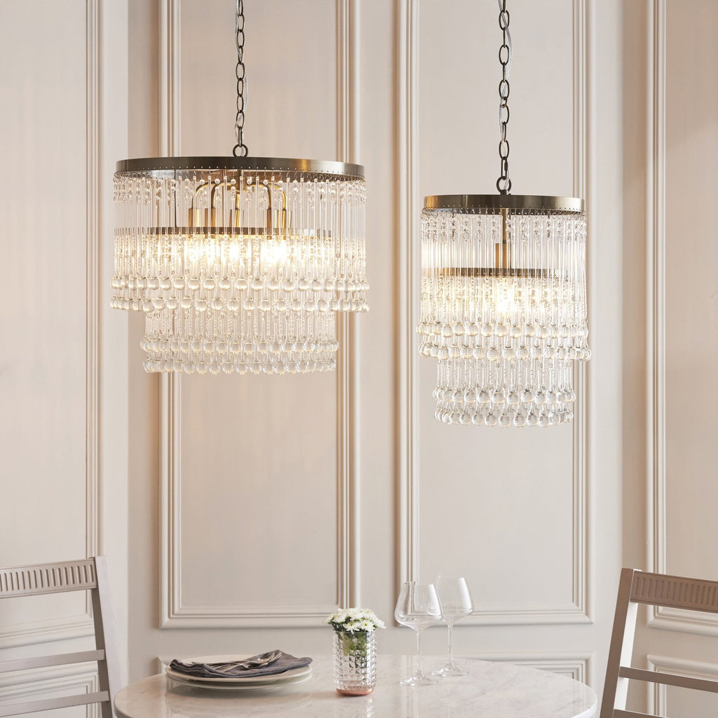 Genevieve 5 Light Ceiling Pendant Light In Antique Brass With Clear Glass 104504