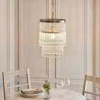 Genevieve Ceiling Pendant Light In Antique Brass With Clear Glass Droplets 104503