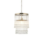 Genevieve Ceiling Pendant Light In Antique Brass With Clear Glass Droplets 104503