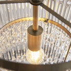 Genevieve Ceiling Pendant Light In Antique Brass With Clear Glass Droplets 104503