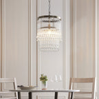 Genevieve Ceiling Pendant Light In Antique Brass With Clear Glass Droplets 104503