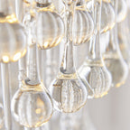 Genevieve Ceiling Pendant Light In Antique Brass With Clear Glass Droplets 104503
