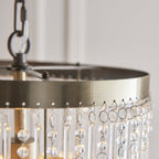 Genevieve Ceiling Pendant Light In Antique Brass With Clear Glass Droplets 104503