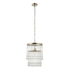 Genevieve Ceiling Pendant Light In Antique Brass With Clear Glass Droplets 104503