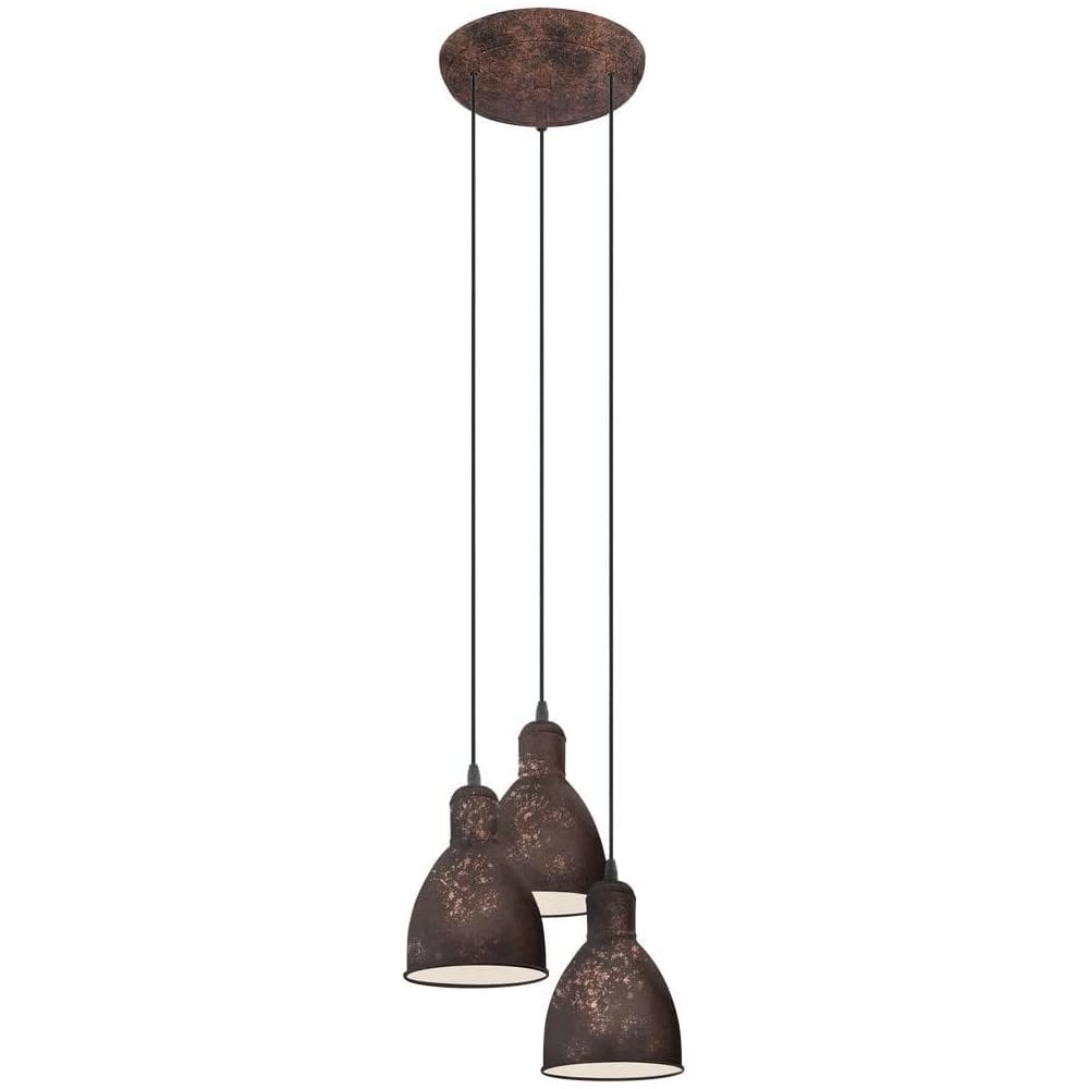 Priddy 1 Vintage 3 Light Ceiling Pendant In Antique Copper Finish 49493