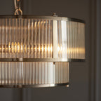 Ridgeton 5 Light Ceiling Pendant Light In Antique Brass With Ribbed Glass 110944