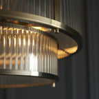 Ridgeton 5 Light Ceiling Pendant Light In Antique Brass With Ribbed Glass 110944