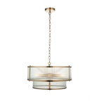 Ridgeton 5 Light Ceiling Pendant Light In Antique Brass With Ribbed Glass 110944