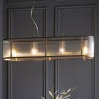 Ridgeton 4 Light Ceiling Pendant Light In Antique Brass With Ribbed Glass 110945
