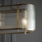 Ridgeton 4 Light Ceiling Pendant Light In Antique Brass With Ribbed Glass 110945