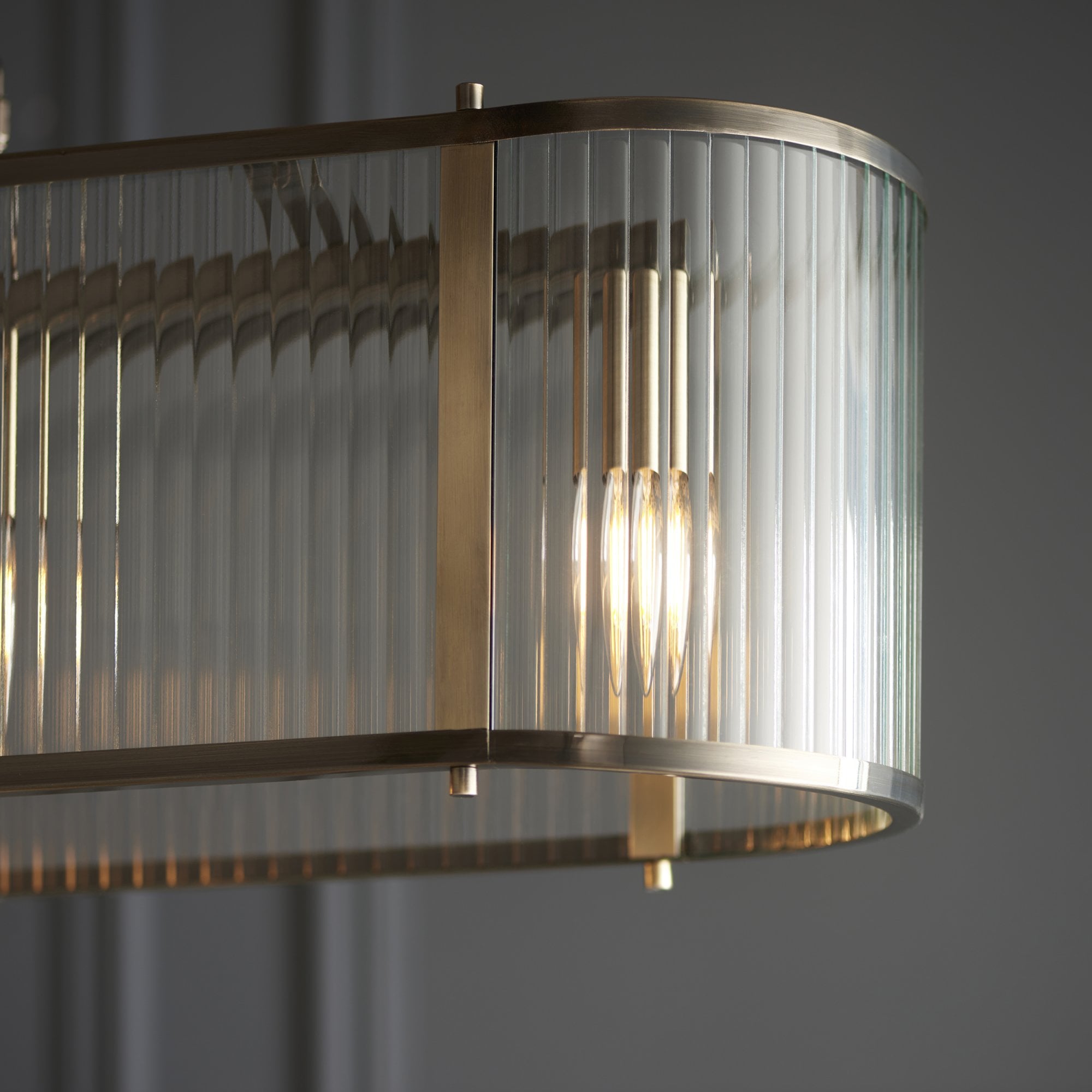 Ridgeton 4 Light Ceiling Pendant Light In Antique Brass With Ribbed Glass 110945
