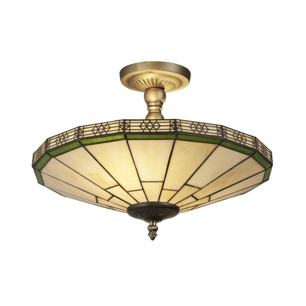 New York Tiffany Semi Flush Ceiling Light In Bronze Finish 4417-17