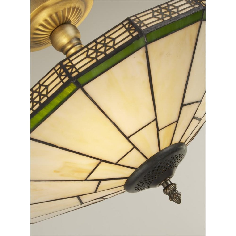 New York Tiffany Semi Flush Ceiling Light In Bronze Finish 4417-17