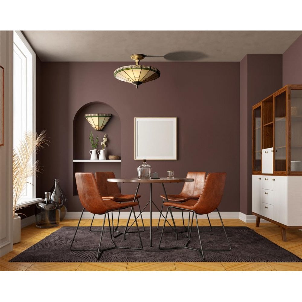 New York Tiffany Semi Flush Ceiling Light In Bronze Finish 4417-17