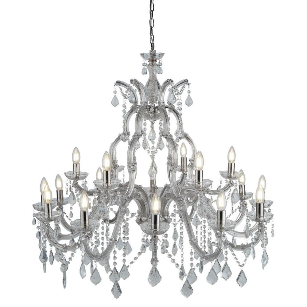 Marie Therese Classic 18 Light Ceiling Chandelier In Polished Chrome Finish 3314-18