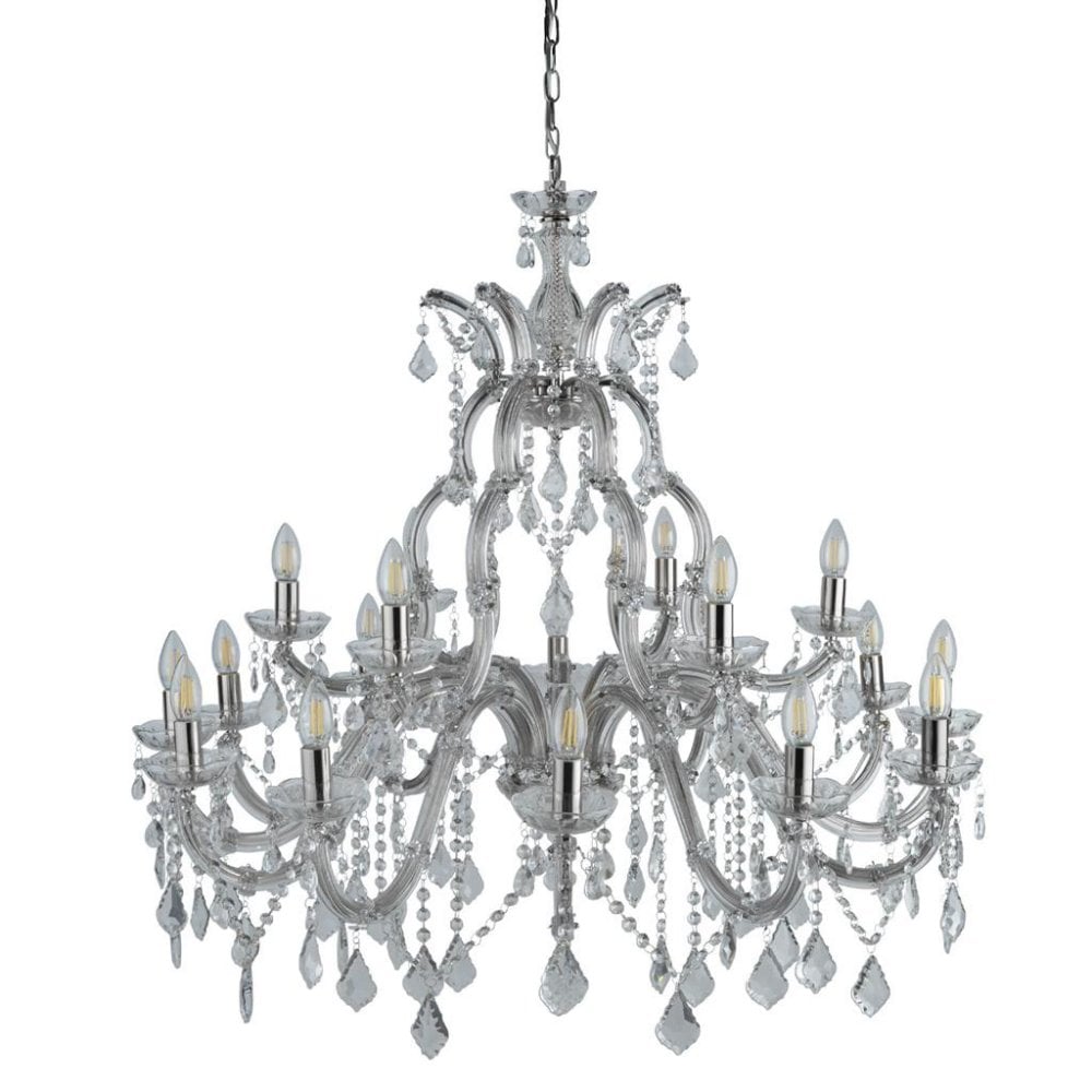 Marie Therese Classic 18 Light Ceiling Chandelier In Polished Chrome Finish 3314-18