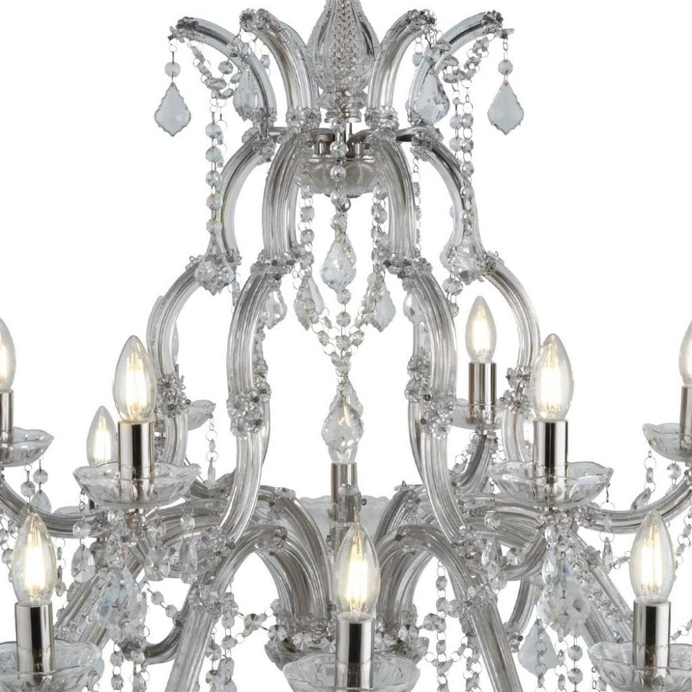 Marie Therese Classic 18 Light Ceiling Chandelier In Polished Chrome Finish 3314-18