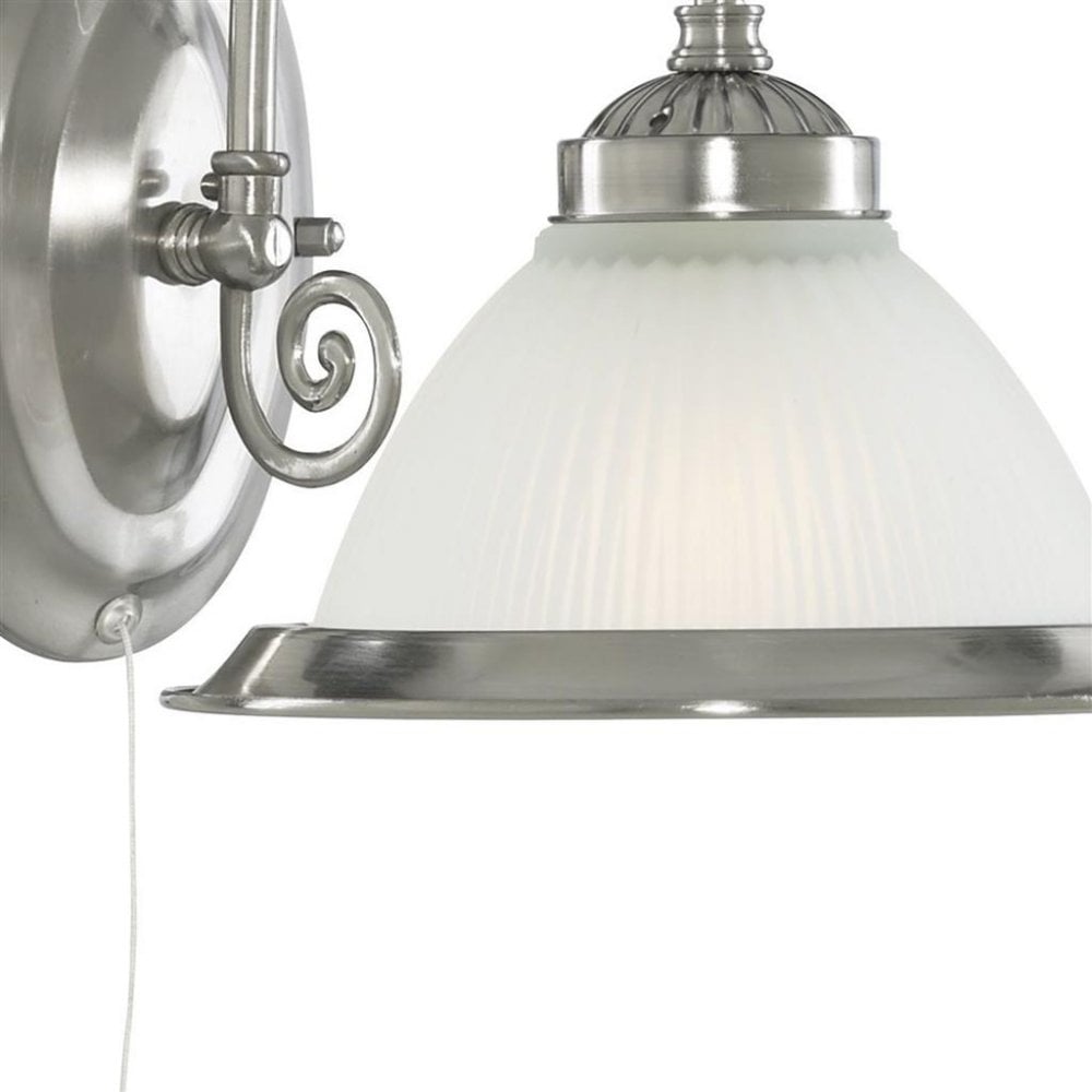 American Diner Single Wall Light In Satin Silver Finish 1041-1