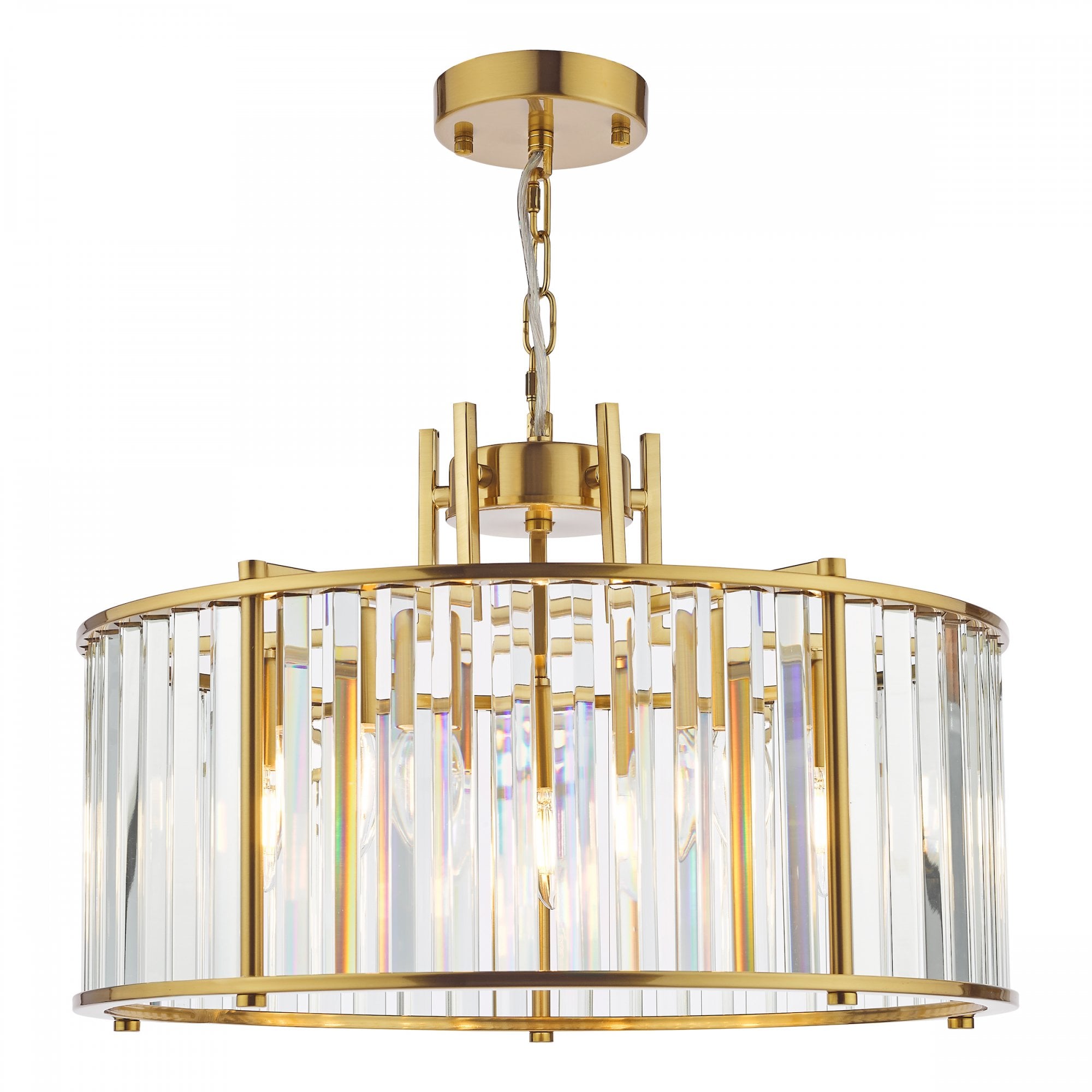 Kiran 5 Light Pendant In Natural Brass Finish With Crystal Glass KIR0535