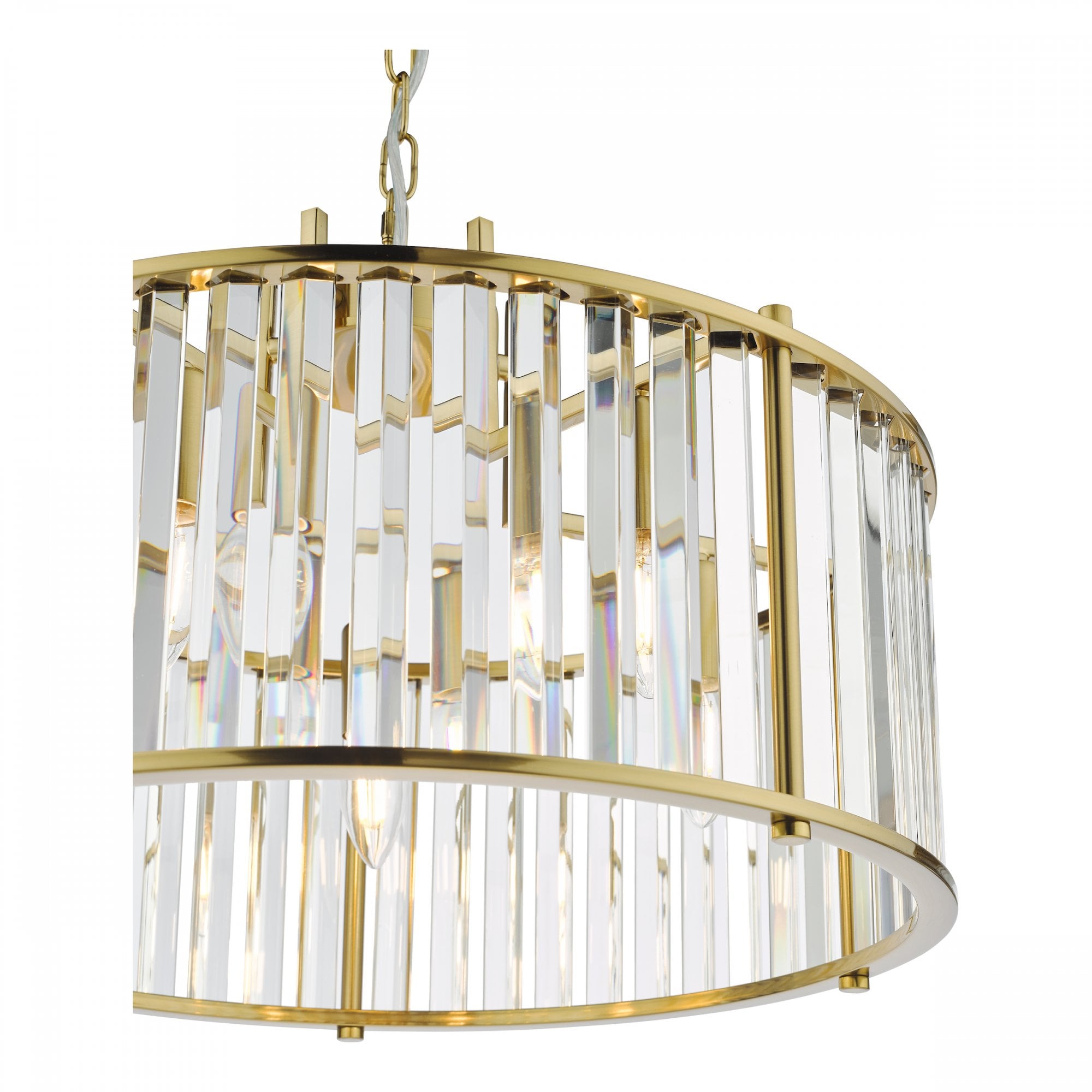 Kiran 5 Light Pendant In Natural Brass Finish With Crystal Glass KIR0535