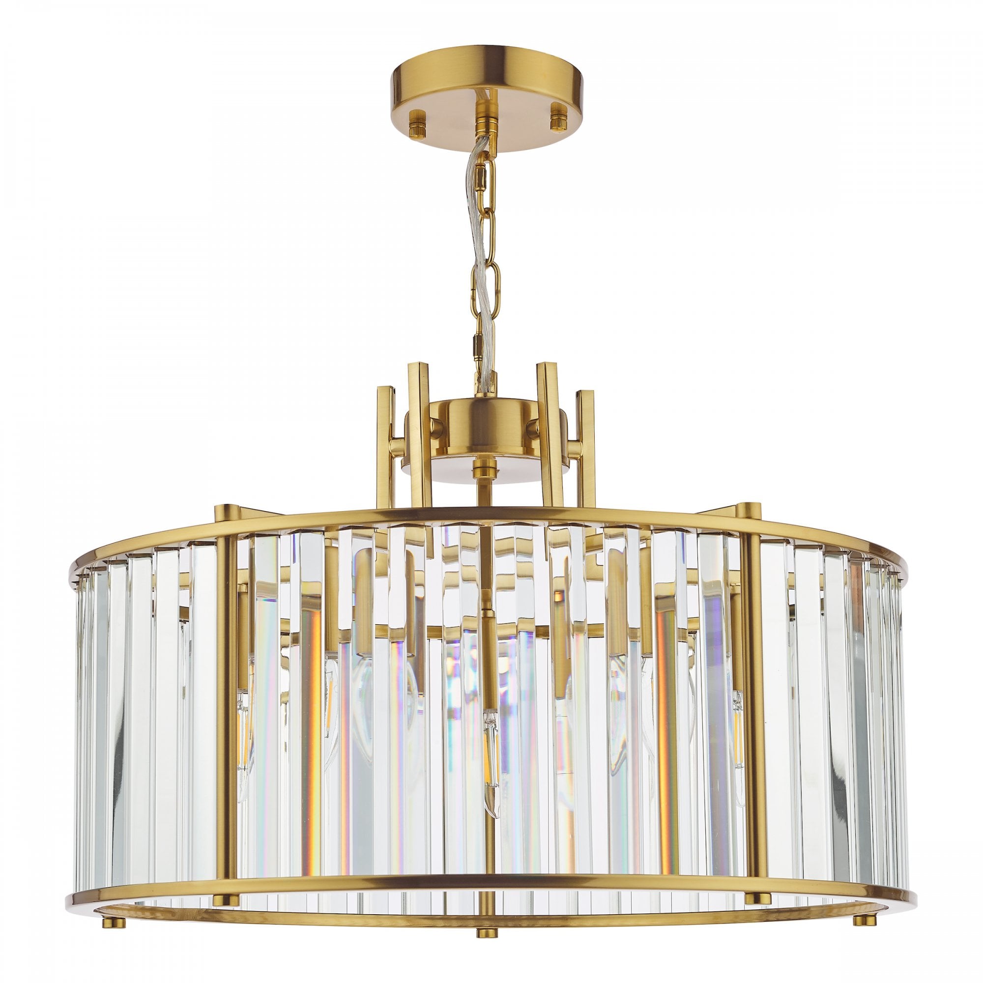 Kiran 5 Light Pendant In Natural Brass Finish With Crystal Glass KIR0535