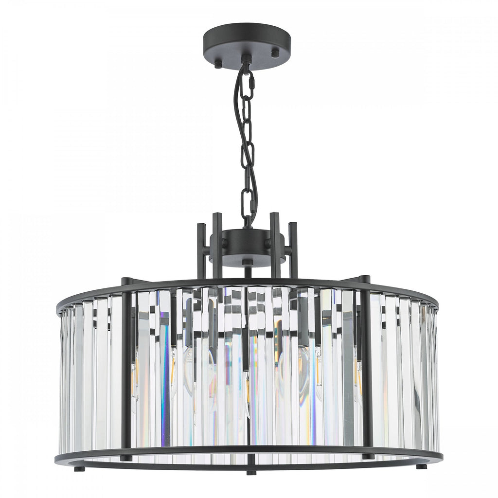 Kiran 5 Light Pendant In Satin Black Finish With Crystal Glass KIR0522