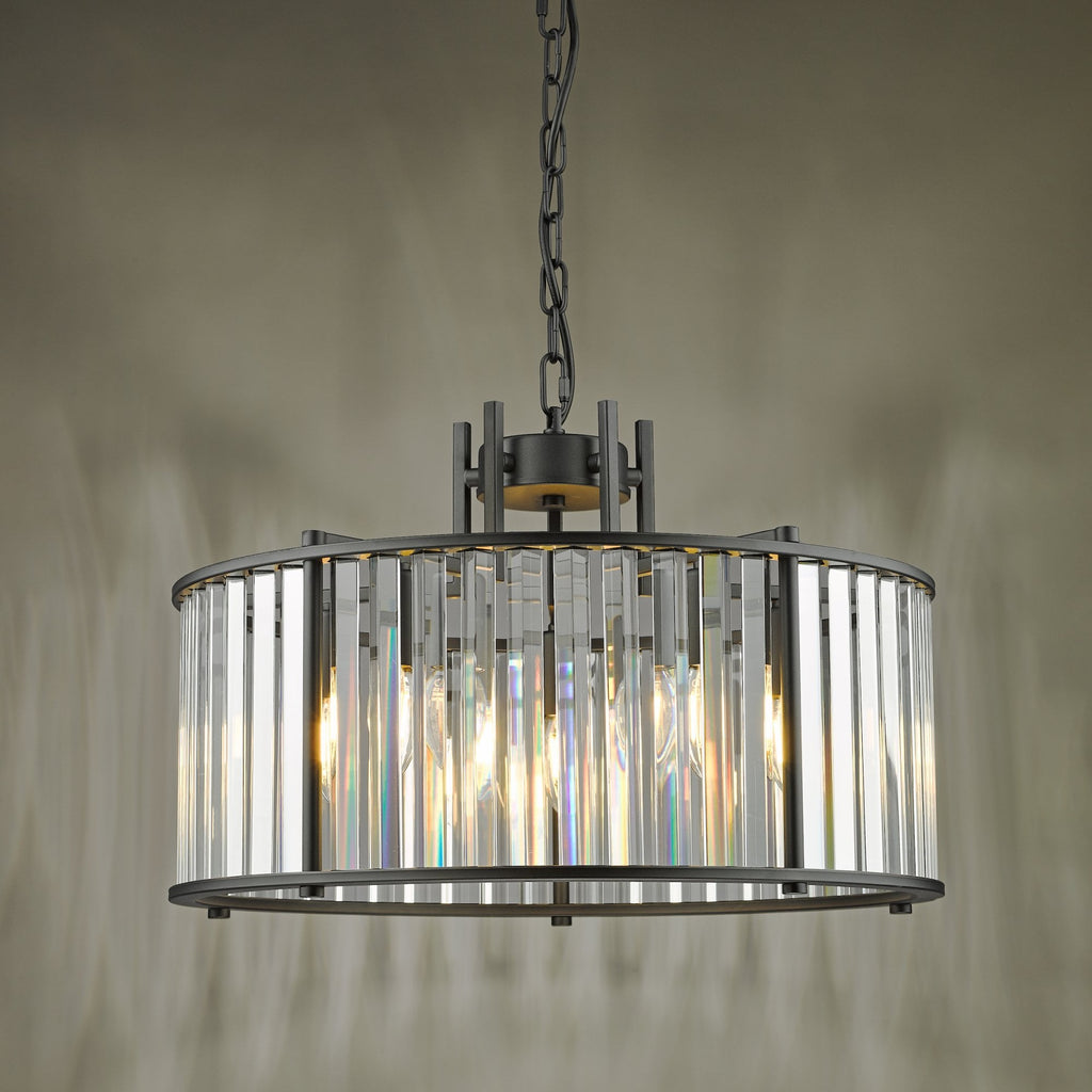 Kiran 5 Light Pendant In Satin Black Finish With Crystal Glass KIR0522