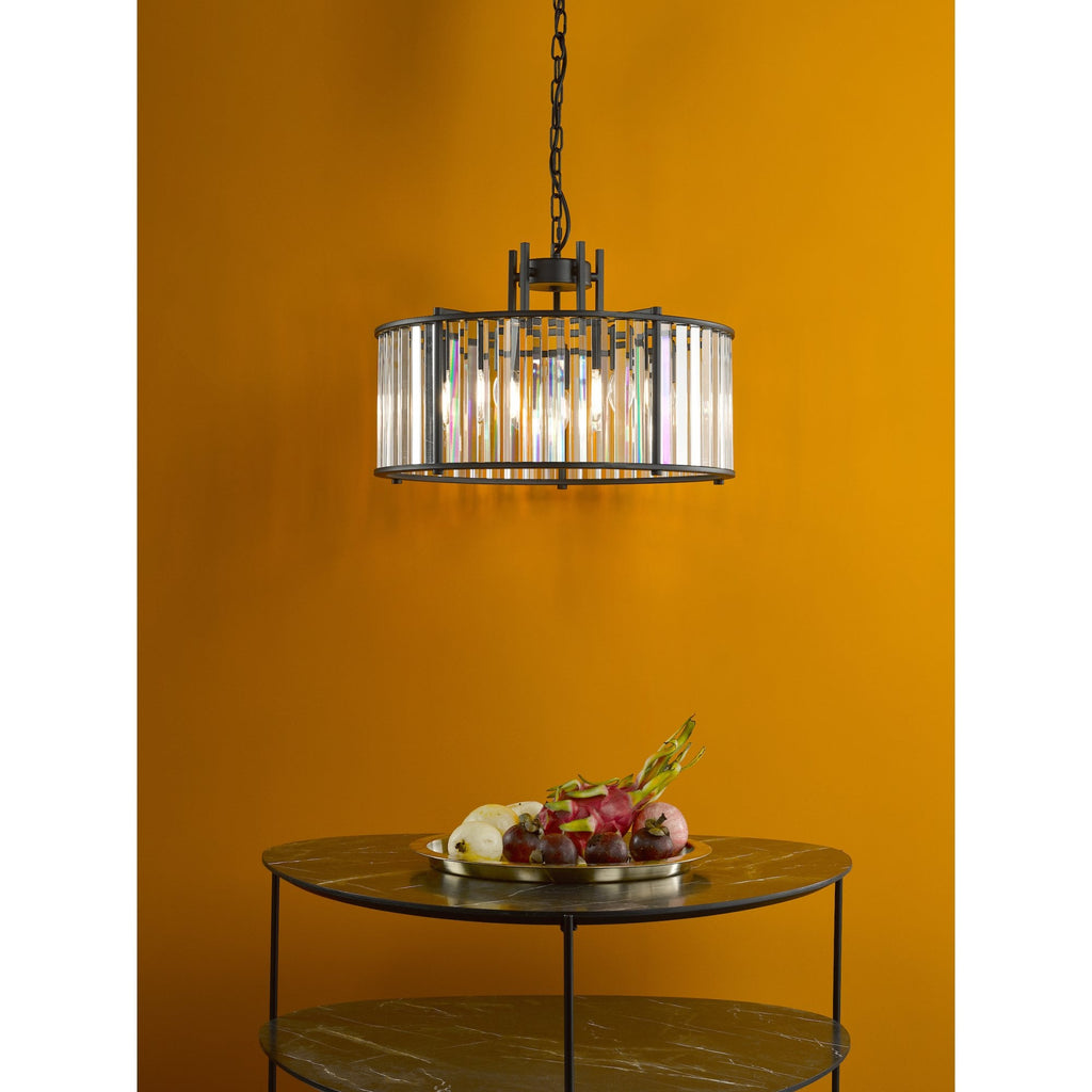 Kiran 5 Light Pendant In Satin Black Finish With Crystal Glass KIR0522