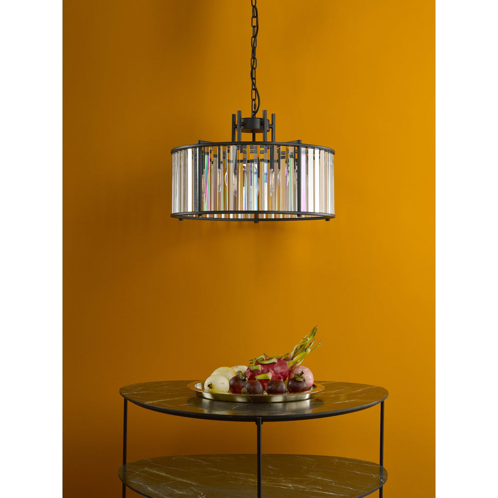Kiran 5 Light Pendant In Satin Black Finish With Crystal Glass KIR0522