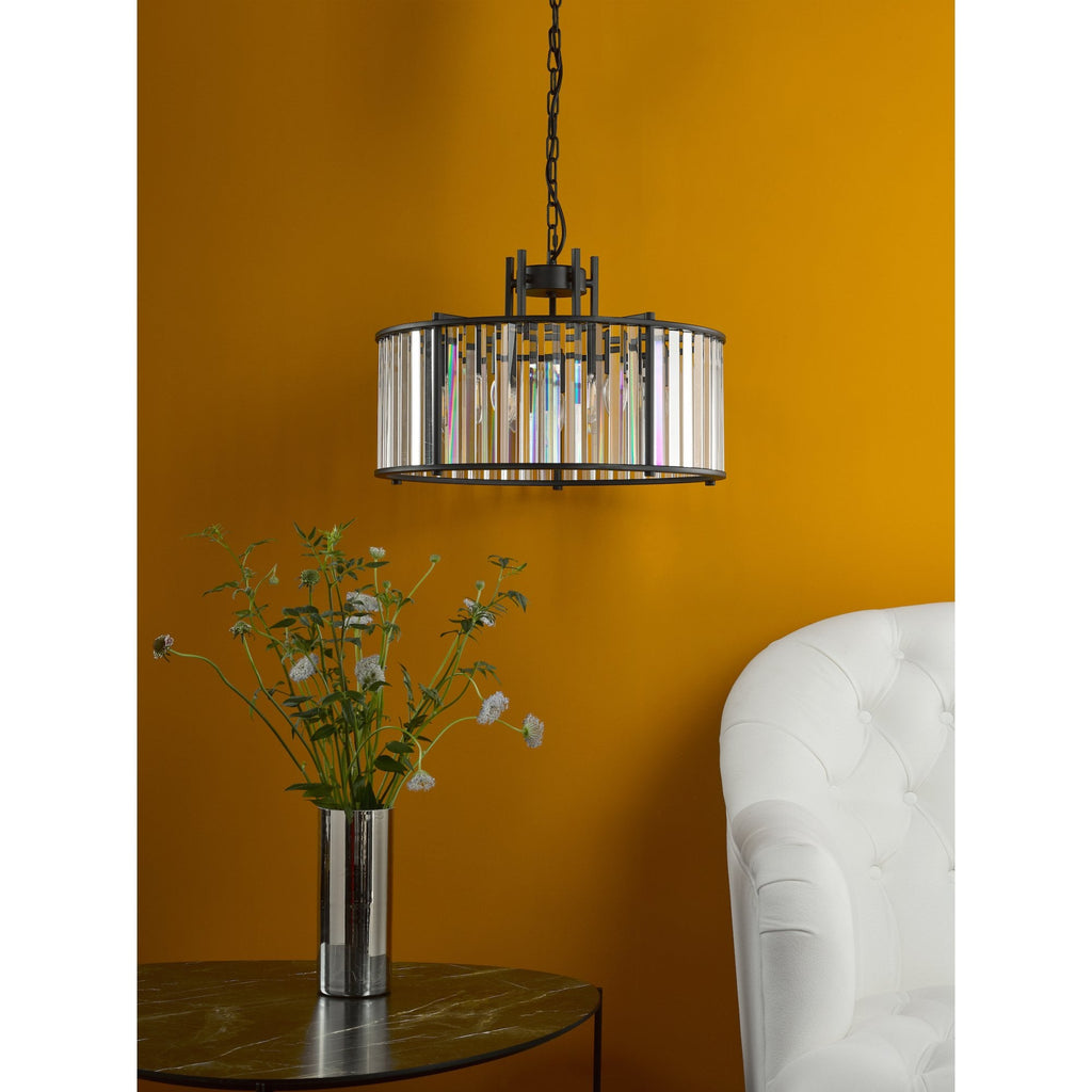 Kiran 5 Light Pendant In Satin Black Finish With Crystal Glass KIR0522