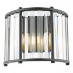 Kiran 2 Light Wall Light In Satin Black Finish With Crystal Glass KIR0922