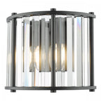 Kiran 2 Light Wall Light In Satin Black Finish With Crystal Glass KIR0922