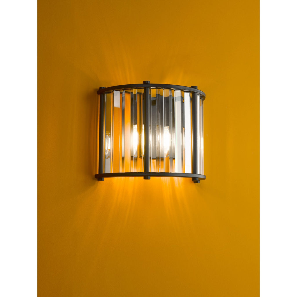 Kiran 2 Light Wall Light In Satin Black Finish With Crystal Glass KIR0922