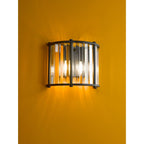 Kiran 2 Light Wall Light In Satin Black Finish With Crystal Glass KIR0922