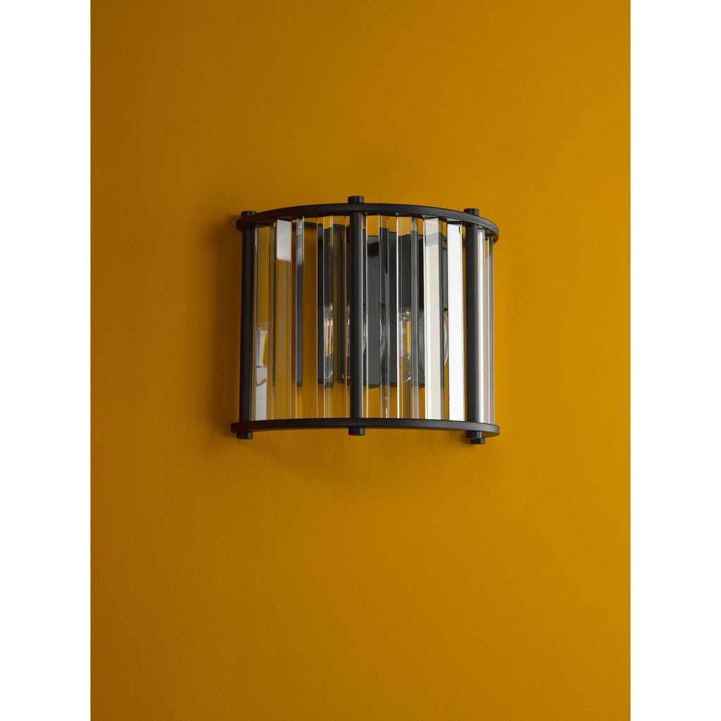 Kiran 2 Light Wall Light In Satin Black Finish With Crystal Glass KIR0922