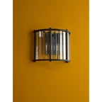 Kiran 2 Light Wall Light In Satin Black Finish With Crystal Glass KIR0922