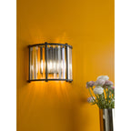 Kiran 2 Light Wall Light In Satin Black Finish With Crystal Glass KIR0922