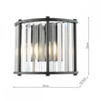 Kiran 2 Light Wall Light In Satin Black Finish With Crystal Glass KIR0922
