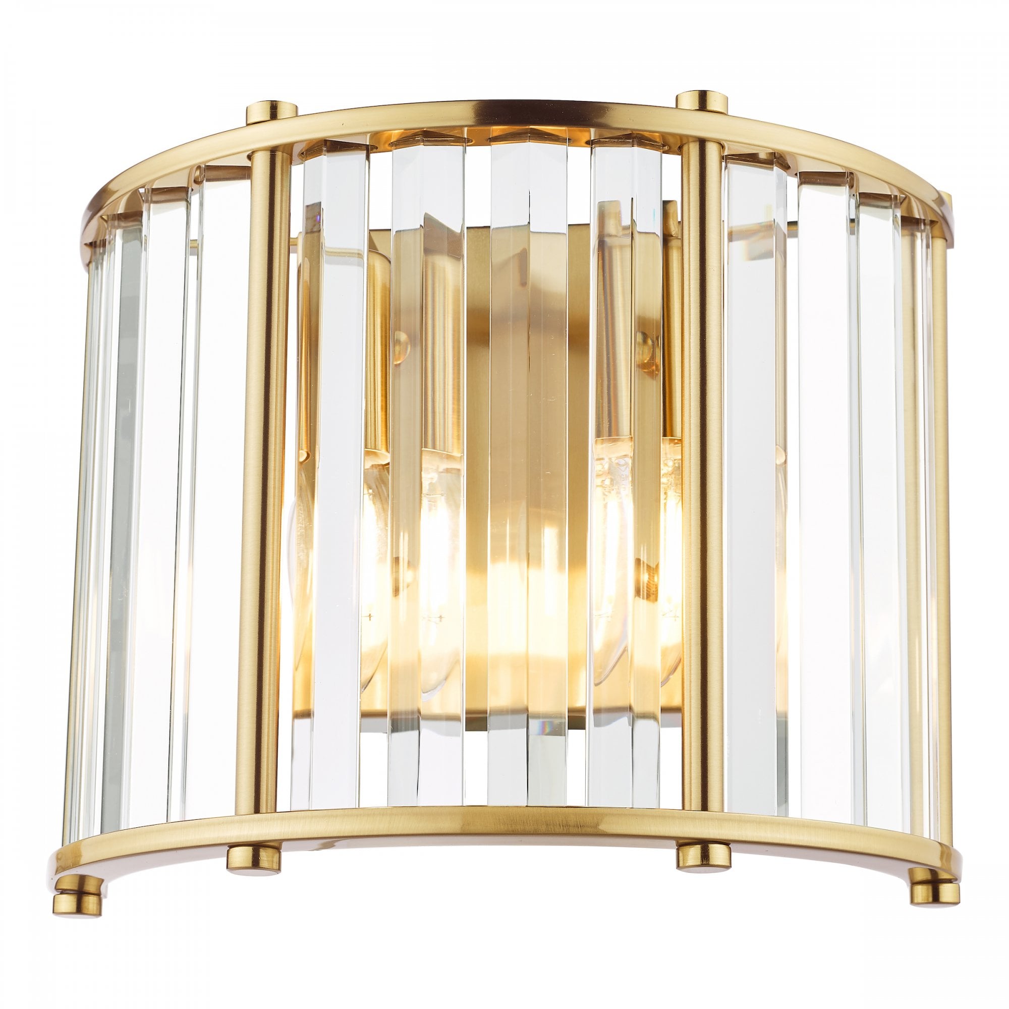 Kiran 2 Light Wall Light In Natural Brass Finish With Crystal Glass KIR0935