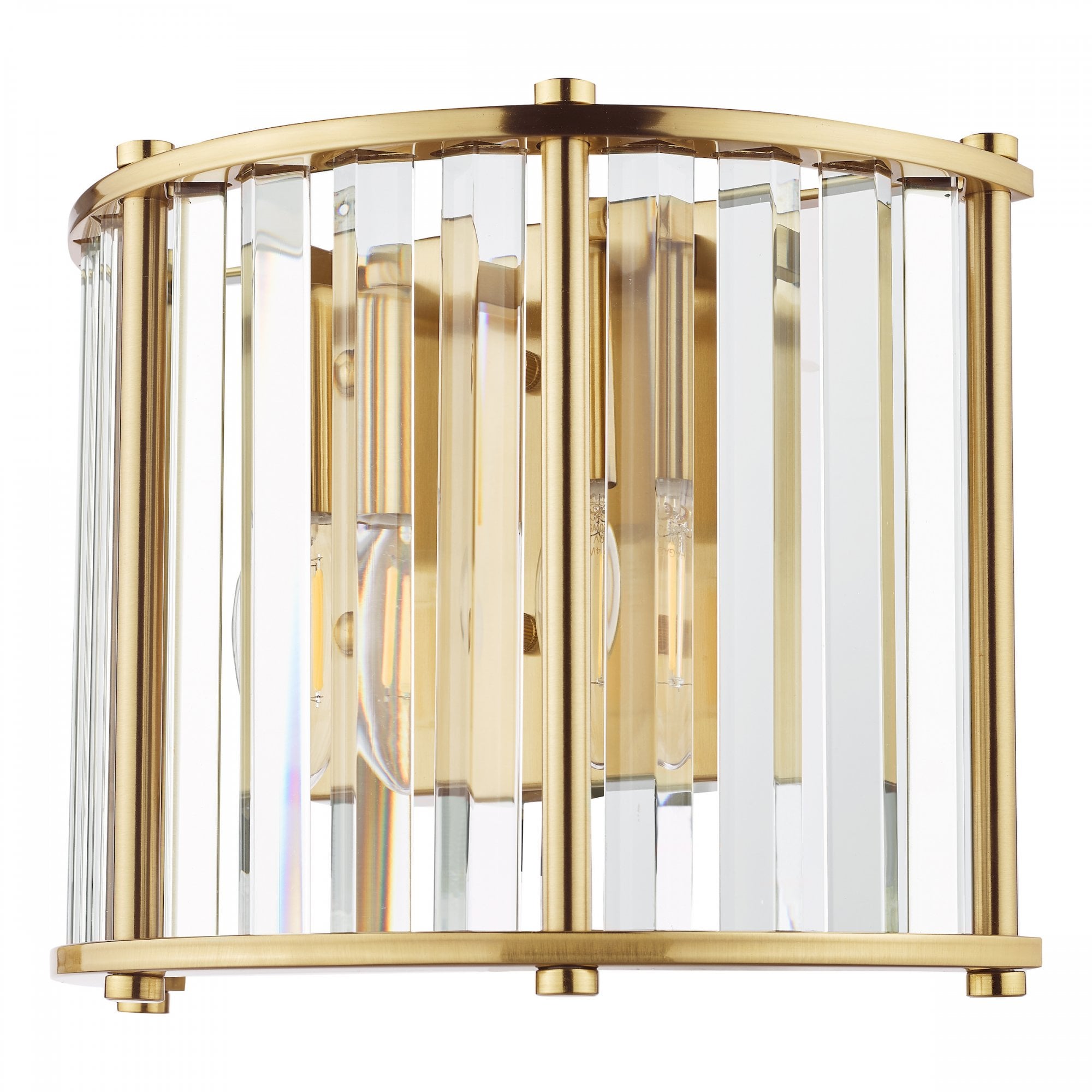 Kiran 2 Light Wall Light In Natural Brass Finish With Crystal Glass KIR0935
