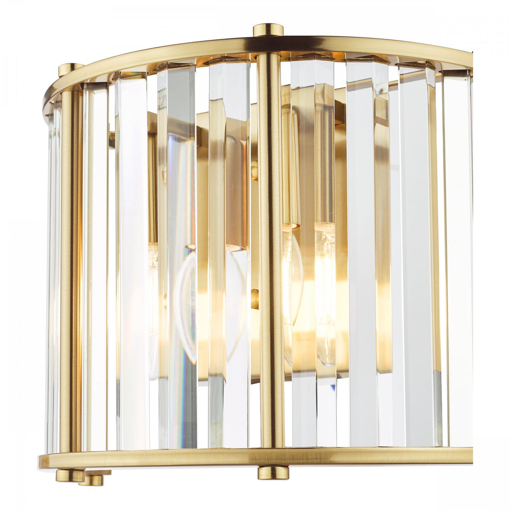 Kiran 2 Light Wall Light In Natural Brass Finish With Crystal Glass KIR0935
