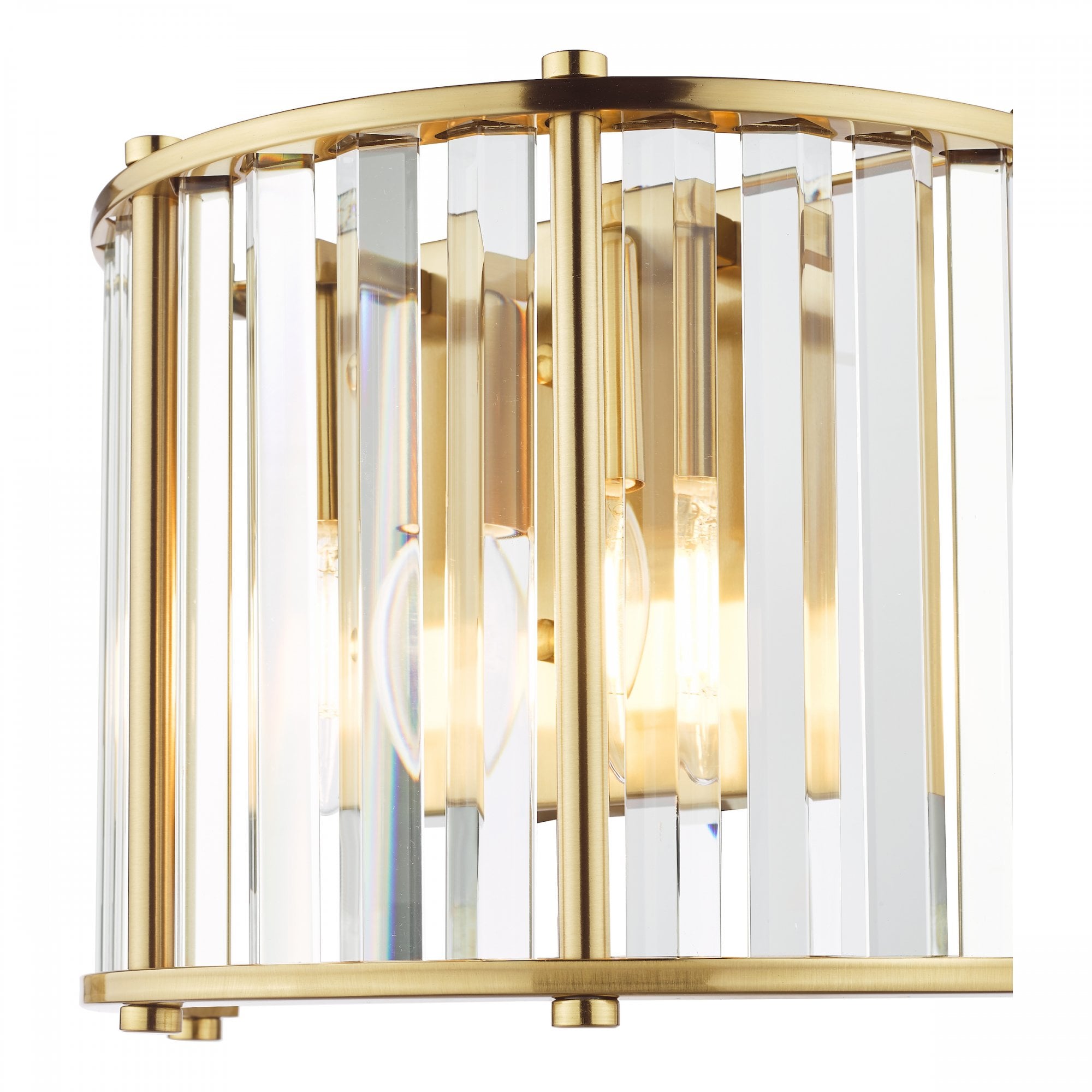 Kiran 2 Light Wall Light In Natural Brass Finish With Crystal Glass KIR0935